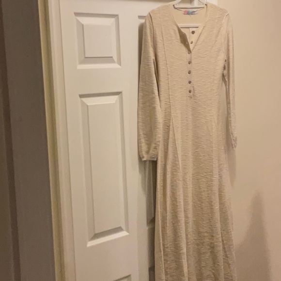 🆕FREE PEOPLE BEACH XS CREAM MILES OF HENLEY MAXI DRESS NATURAL EL TOPO SWEATER - Picture 14 of 15